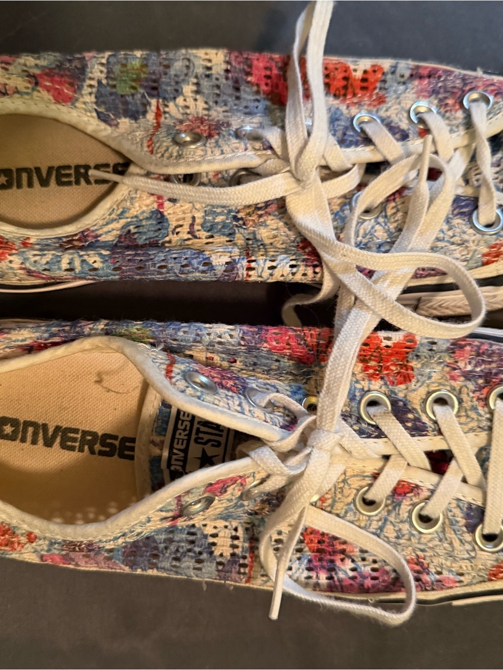 Converse Women's Low Top Canvas Sneakers in White with Multicolor Floral Print